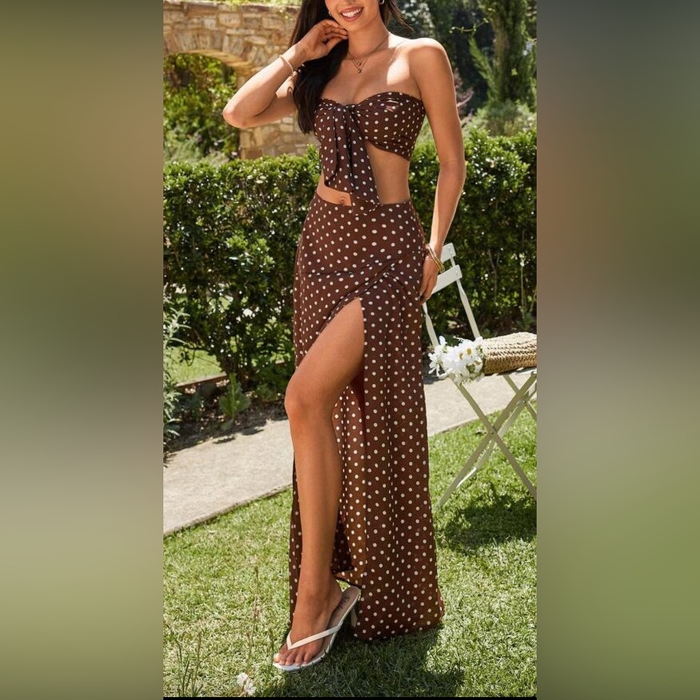 Chic Brown Polka Dot Set